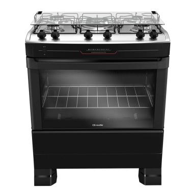 Imagem de Fogão 5 Bocas a Gás Mueller MFI5BF Mesa Inox e Acendimento Automático Tripla Chama Preto Bivolt