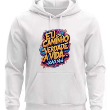 Imagem de Moletom Estampado Com Capoz Eu Sou o Caminho e Verdade - Hs, Branco, G