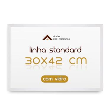Imagem de Moldura Quadro A3 30x42 para Decoração Parede com Vidro (Branco)