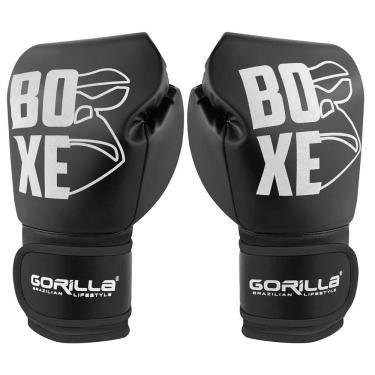 Imagem de Luva De Boxe 12 Oz Expressive Black Gorilla Boxe Kickboxing Fight MMA Combate Profissional