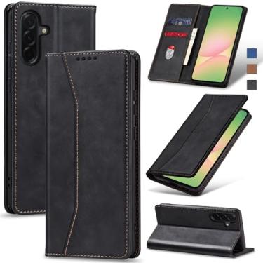 Imagem de Jasonyu Flip Carteira Capa para Samsung Galaxy A56,Capinha Folio Magnética de Couro com Suporte para Cartão,Suporte para Chute - Protetora Durável de TPU à Prova de Choque para Telefone,Preto