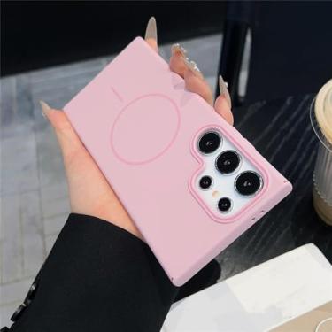 Imagem de MVVKKY para Samsung S24 Luxury Ultra Thin Pc Magnetic Case Slim Matte Armor Shockproof Cover (para Samsung S24/Rosa)