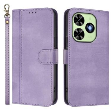 Imagem de Capa carteira flip de couro PU para Infinix Smart 8 Pro 2024, capa de telefone com alça de pulso, 3 compartimentos para cartão + bolso para dinheiro, fecho magnético, suporte antiqueda e compatível