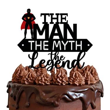 Imagem de The Man The Myth The Legend Cake Topper, Dad Birthday, Father's Day Cake Decor, Father Birthday Party Supplies, Happy Father's Day Cake Decoration,Superman Theme Party Supplies.(Black Glitter)