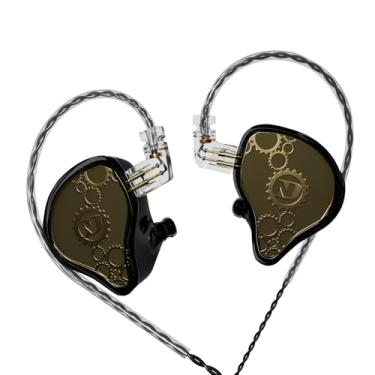 Imagem de Fones de ouvido ND Venus intra-auriculares, fones de ouvido IEM com driver magnético duplo de 10 mm, fones de ouvido HiFi para jogos, cabo destacável de 2 pinos (sem microfone, preto, plugue de 3,5