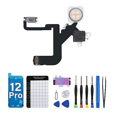 Imagem de DGSCSMY Para iPhone 12 Pro Flash Light Flex Cable Substituição OEM Conector Lanterna Módulo Flash Conjunto com Kit de Ferramentas de Reparação com Adesivo Impermeável 12Pro para A2341, A2406, A2407,