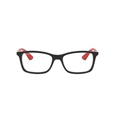 Imagem de Armações de óculos de grau retangular Ray-Ban RX7047, preto sobre vermelho/lente de demonstração, 56 mm