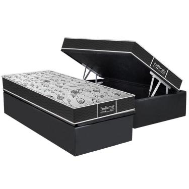 Imagem de Conjunto Box Baú Solteiro: Colchão Molas Probel Prolastic ProDormir Sleep + Base CRC Suede Gray (88x188)