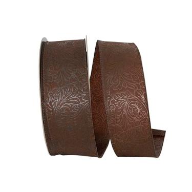 Imagem de Reliant Ribbon Fita de borda com fio em relevo rolagem de folha, marrom