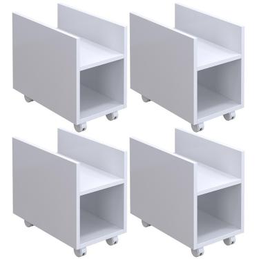 Imagem de Kit 4 Suportes Para Cpu E Nobreak Com Rodízios Guide Branco