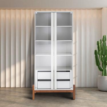 Imagem de Cristaleira 2 Portas 2 Gavetas Mdf Tiê Off White