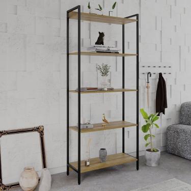 Imagem de Estante Para Livros Industrial Aço Multiuso 5 Prateleiras 187Cm Active Yescasa Mel