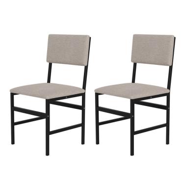 Imagem de Conjunto 2 Cadeiras Para Sala De Jantar Belle Preto-bege