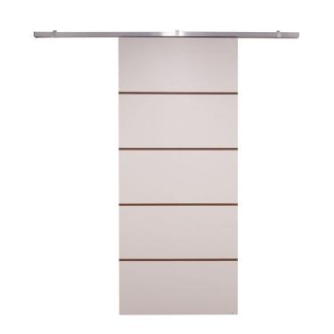 Imagem de Porta De Correr Branco Prime Frisada Kit Alumínio F03 - 210x80