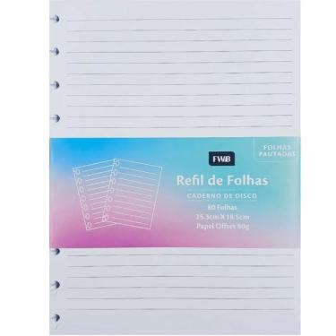 Imagem de Refil Para Caderno Inteligente Colegial - Pautado - 80 Folhas - Fwb