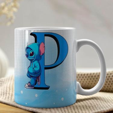 Imagem de Caneca De Porcelana Stitch Letras A-z 325ml Azul P