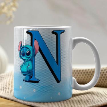 Imagem de Caneca De Porcelana Stitch Letras A-z 325ml Azul N