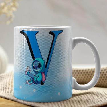 Imagem de Caneca De Porcelana Stitch Letras A-z 325ml Azul V