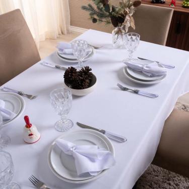 Imagem de Toalha De Mesa Basic Lisa Oxford Decoração 3,00m X 1,40m Para 10 Lugares Branco 100% Po...