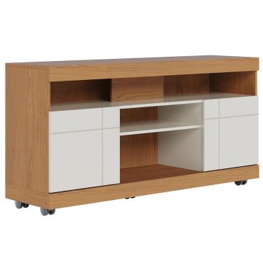 Imagem de Rack Para Sala De Estar Tv 47 Pol Com Rodízios Raya C04 Freijó Off White - Lyam Decor