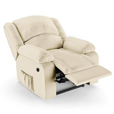 Imagem de Poltrona Do Papai Reclinável Pietra Power Elétrica Massagem Fh9 Pu Bege - Mpozenato