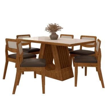 Imagem de Mesa Santiago Com 6 Cadeiras Sextavada Frei/off/corino Marrom - M.a