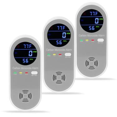 Imagem de Hembisen Detector De Monóxido Carbono Com 3 Unidades, Plug-In, Alarme, Display Digital Em Tempo Real, Nível 1: Ppm, °F E Umidade, Alarme Monitoramento Co Para Casa, Trailer, Apartamento