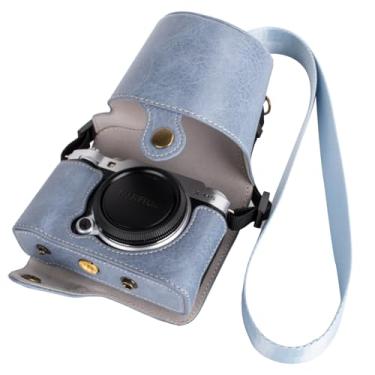 Imagem de VOVMOEYA Capa Protetora Para Câmera Sem Espelho Fujifilm Xm5, Fuji X-M5, Half, Com Frontal, Alça De Ombro, Proteção Total, Botão Pressão, Azul