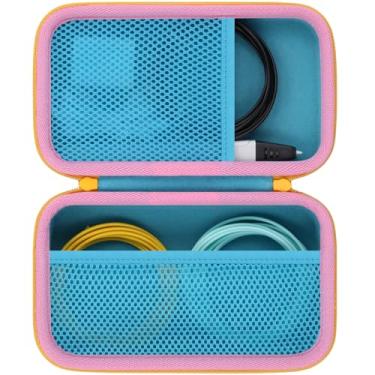 Imagem de Baval Estojo Compatível Com Caneta De Impressão 3D Scrib3D/Mynt3D/Pika3D, Suporte Para Caneta, Estêncil Filamento Pla, Guia Projeto E Carregador (Estojo Azul, Zíper Amarelo)