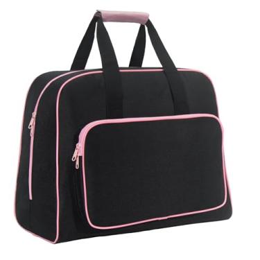 Imagem de Haroranax Estojo Para Transporte De Máquina Costura - Organizador Portátil Ferramentas, Linhas E Tesouras, Design Durável Fácil Transportar, Projetos Domésticos Artesanato (Preto Rosa)