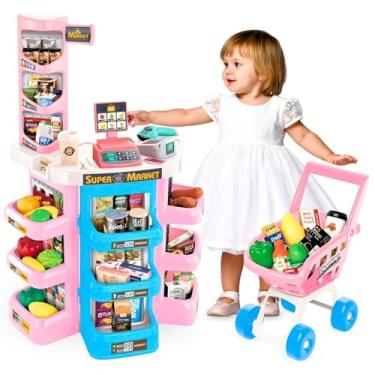 Imagem de Mercadinho Infantil Caixa Registradora e Carrinho Brinquedo Faz de Conta Scanner
