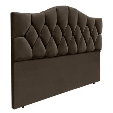 Imagem de Cabeceira Solteiro Cama Box Botões Provençal Chocolate Suede Com Pés 1