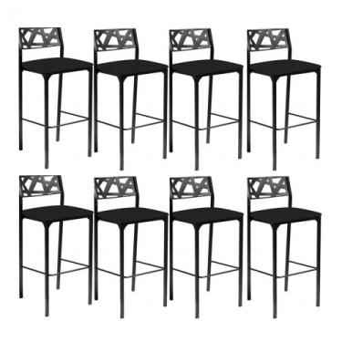Imagem de Kit 8 banquetas Luiza material sintético preto-Gat Magazine