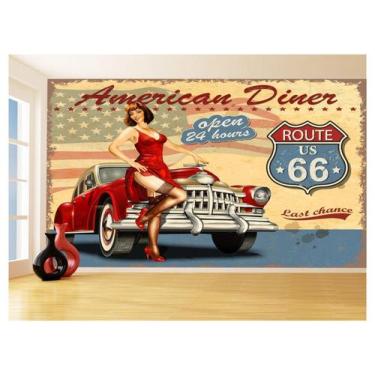 Imagem de Papel De Parede 3D Carro Antigo Hot Rod Pin Up 3,5M Cxr85 - Você Decor
