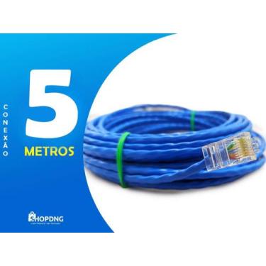 Imagem de Cabo De Rede Internet Profissional Azul 5 Metros C/ Conector - SHOPDNG
