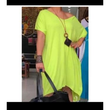 Imagem de Vestido mullet com manga  curta e bolso - Neide modas, Verde limão, G