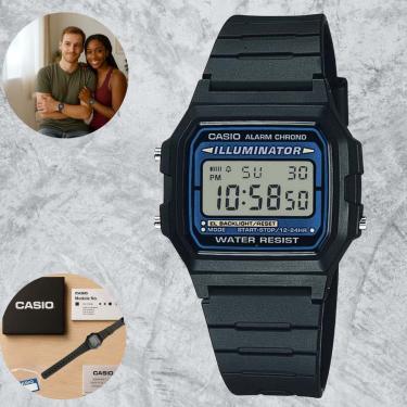 Imagem de Relógio Casio F-105W-1ADF Digital Retrô Iluminação Azul Resistente à Água Cronômetro Alarme Unissex Feminino Masculino Leve
