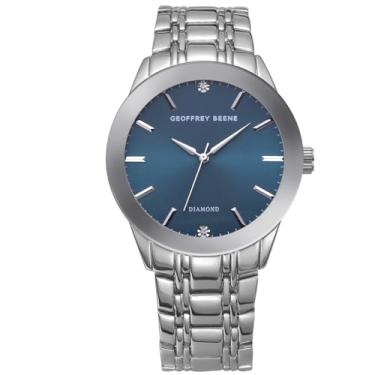 Imagem de Geoffrey Beene Relógio social masculino prata aço inoxidável quartzo clássico, design elegante, resistente à água
