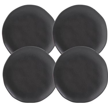 Imagem de Jogo 4 Pratos para Sobremesa Orgânico Preto Cerâmica 19cm Porto Brasil Brownie Mousse