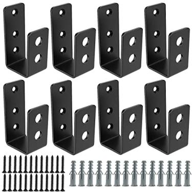 Imagem de MUKLEI 8 Pack Door Barricade Brackets, Open Bar Holder U Bracket with Screws and Anchors, Heavy Duty Security Holder Bracket Stopper Tool Hanger for Barn, Shed, Garage Doors, Fits 2x4 Boards