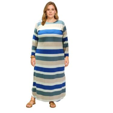 Imagem de Vestido Longo Estampado Feminino Inverno Manga Longa 2757 - Show store