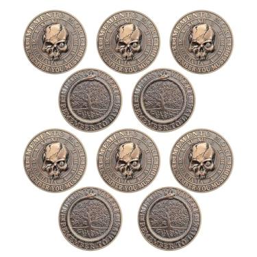 Imagem de RYUKENLM 10 peças Moeda Memento Mori Caveira Challenge Coins EDC Stoic Reminder Token Inspirational Stoicism Gifts for Daily Practice