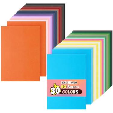 Imagem de FSWCCK Pacote com 60 cartões coloridos tamanho A4 250 GSM, 30 cores sortidas, cartolina grossa premium para arte faça você mesmo, scrapbook, artesanato em papel, material escolar