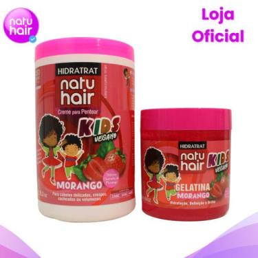 Imagem de Kit Creme de Pentear Morango + Gelatina de Morango Natuhair 500g - Nat