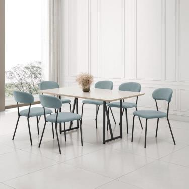 Imagem de Conjunto para Sala de Jantar com 6 Cadeiras Betina Black /Verde Claro /Off White