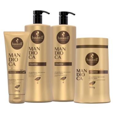 Imagem de Kit Haskell Mandioca Shampoo Cond Mascara E Leave 1 Litro