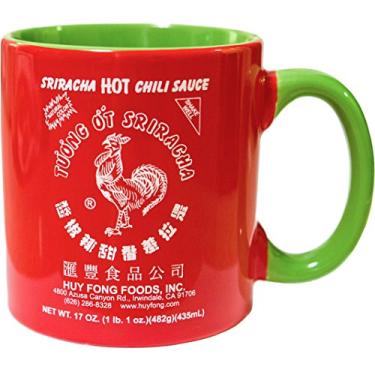Imagem de Caneca de cerâmica vermelha e verde com molho picante Sriracha, grande, 540 ml