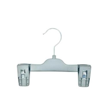 Imagem de Cabide para calça de bebê c/clips 20 cm Fosco kit Ioplast, Prata, 300 