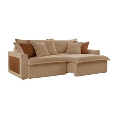 Imagem de Sofá 4 Lugares Retrátil e Reclinável Dubai Linho Bege 270 cm - Modern