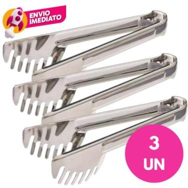 Imagem de Kit Pegador Serrilhado Universal 20Cm Em Aço Inoxidável Multiuso Massa